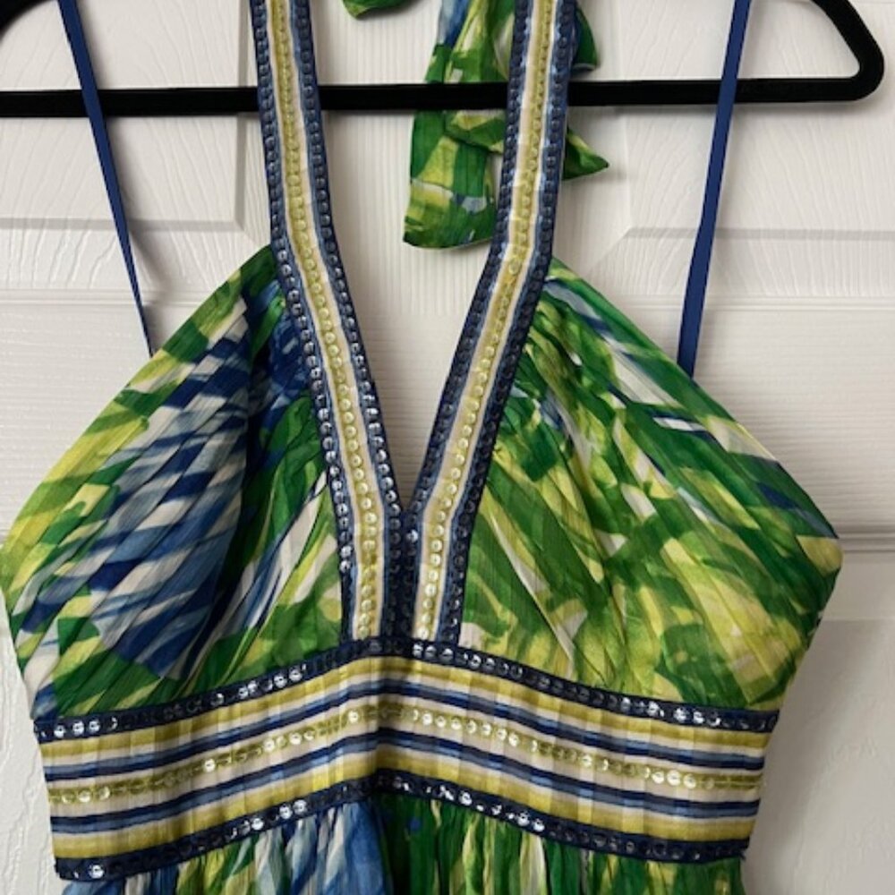 BCBG Max Azria Size 0 Multi-Color Halter Maxi Dress
